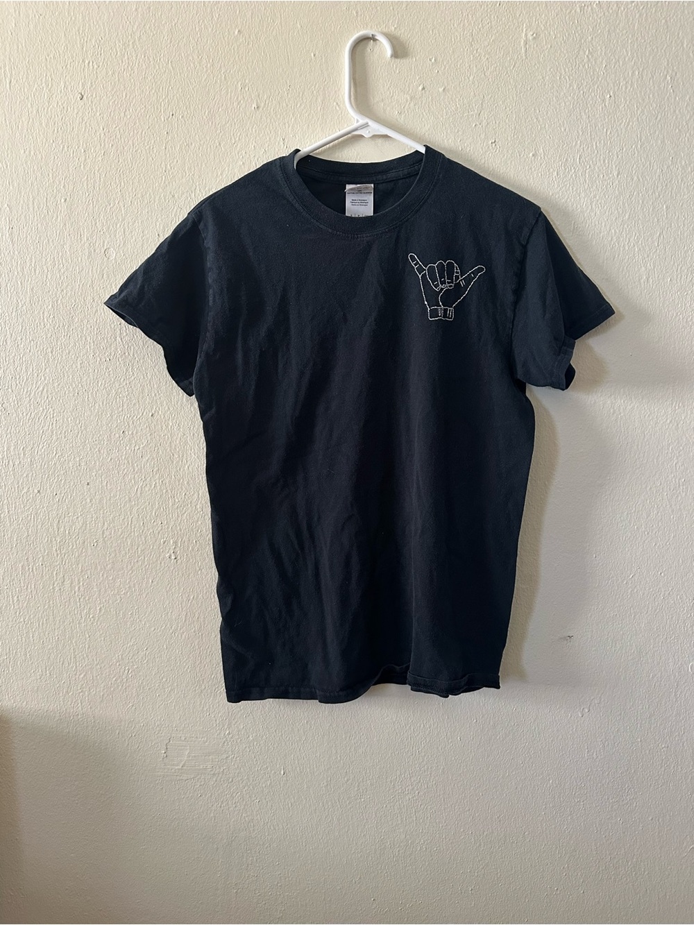Embroidered Black Graphic Short-Sleeve T-Shirt